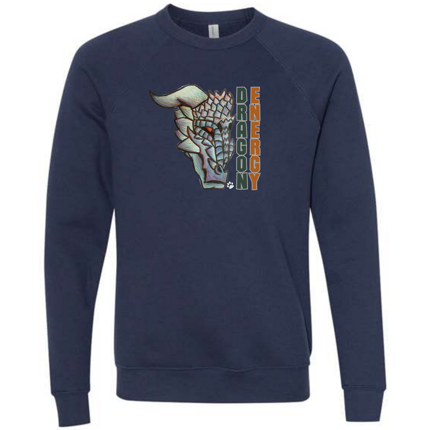 Dragon Energy - Sponge Fleece Raglan Sweatshirt - Blues, Greens, Purple, and Black