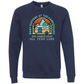 What Happens At The Campground - Sponge Fleece Raglan Sweatshirt - Blues, Greens, Purple, and Black