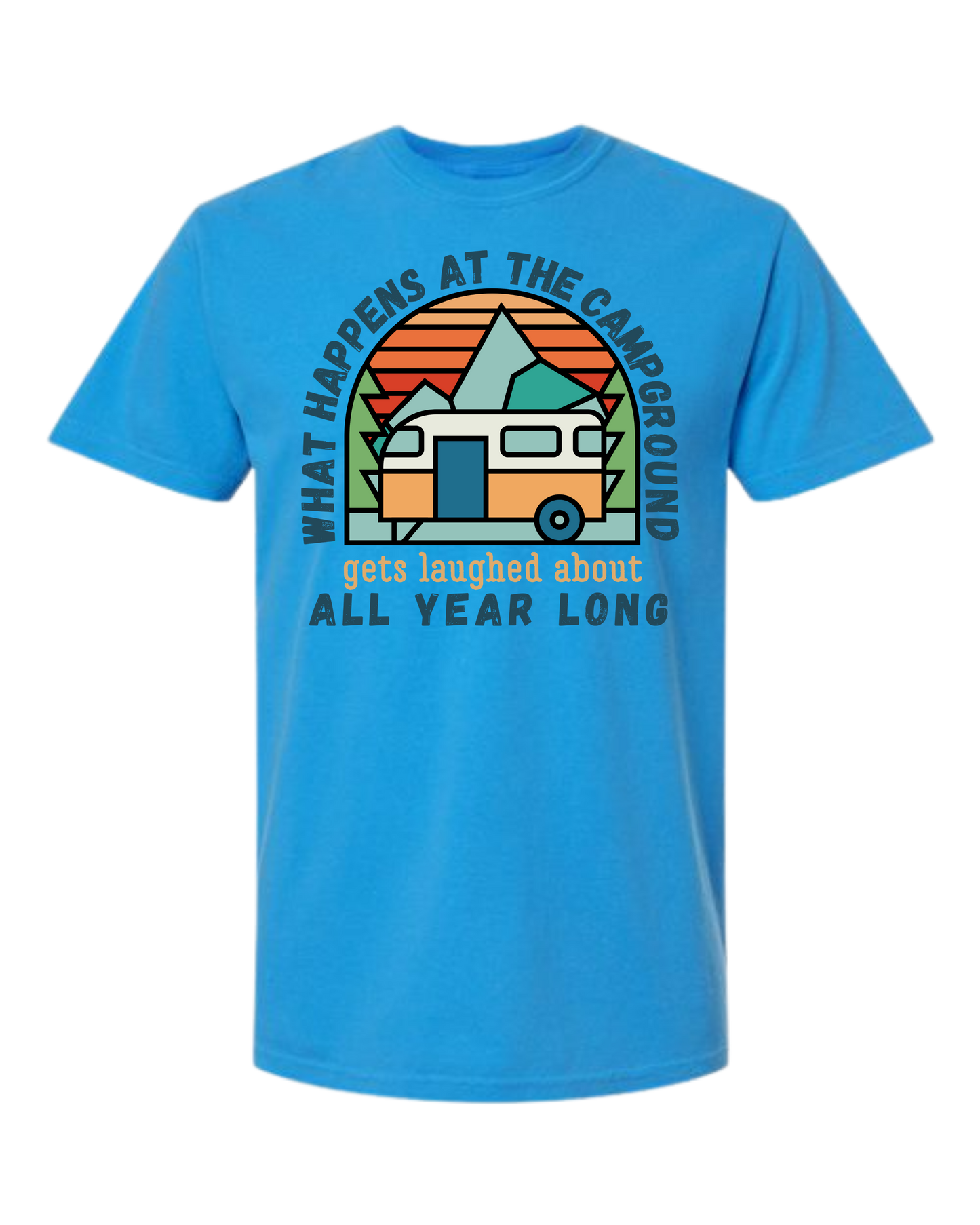 What Happens At The Campground - Comfort Colors - Heavyweight Unisex Tee - Blues