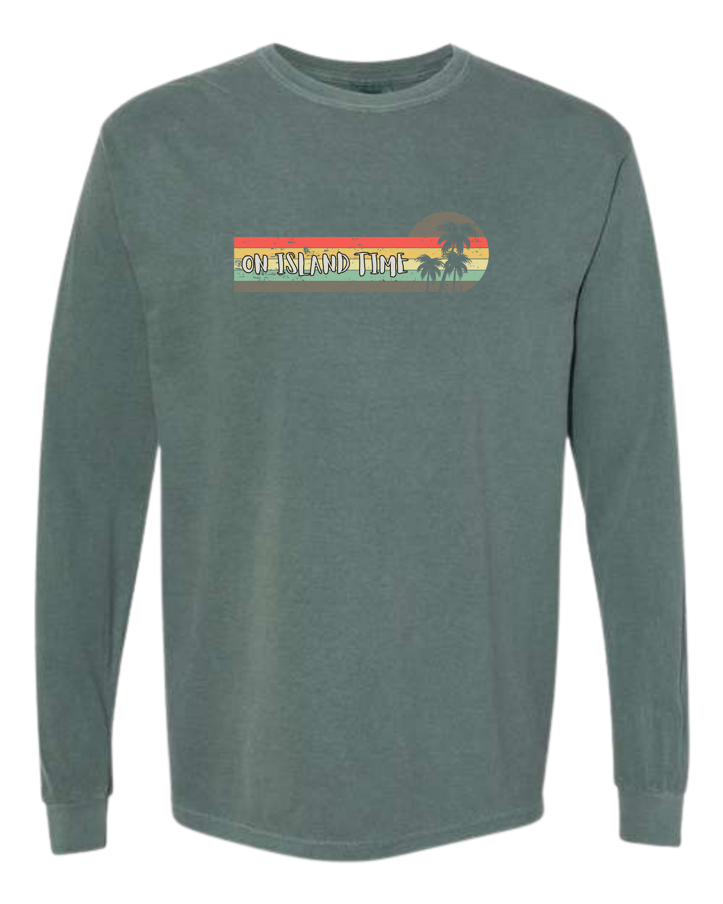On Island Time - Comfort Colors - Heavyweight Long Sleeve Tee - Blues & Greens