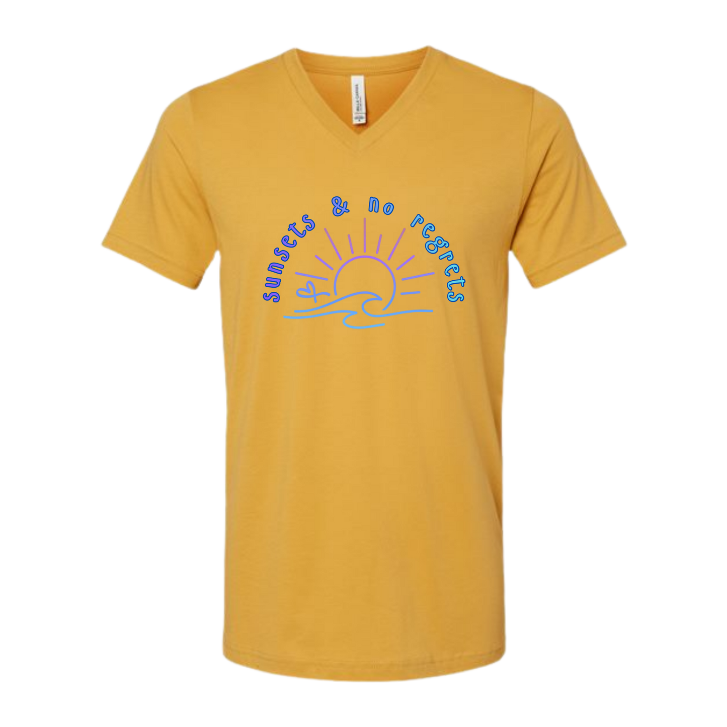 Sunsets & No Regrets - Bella+Canvas - Unisex V-Neck - Assorted Colors