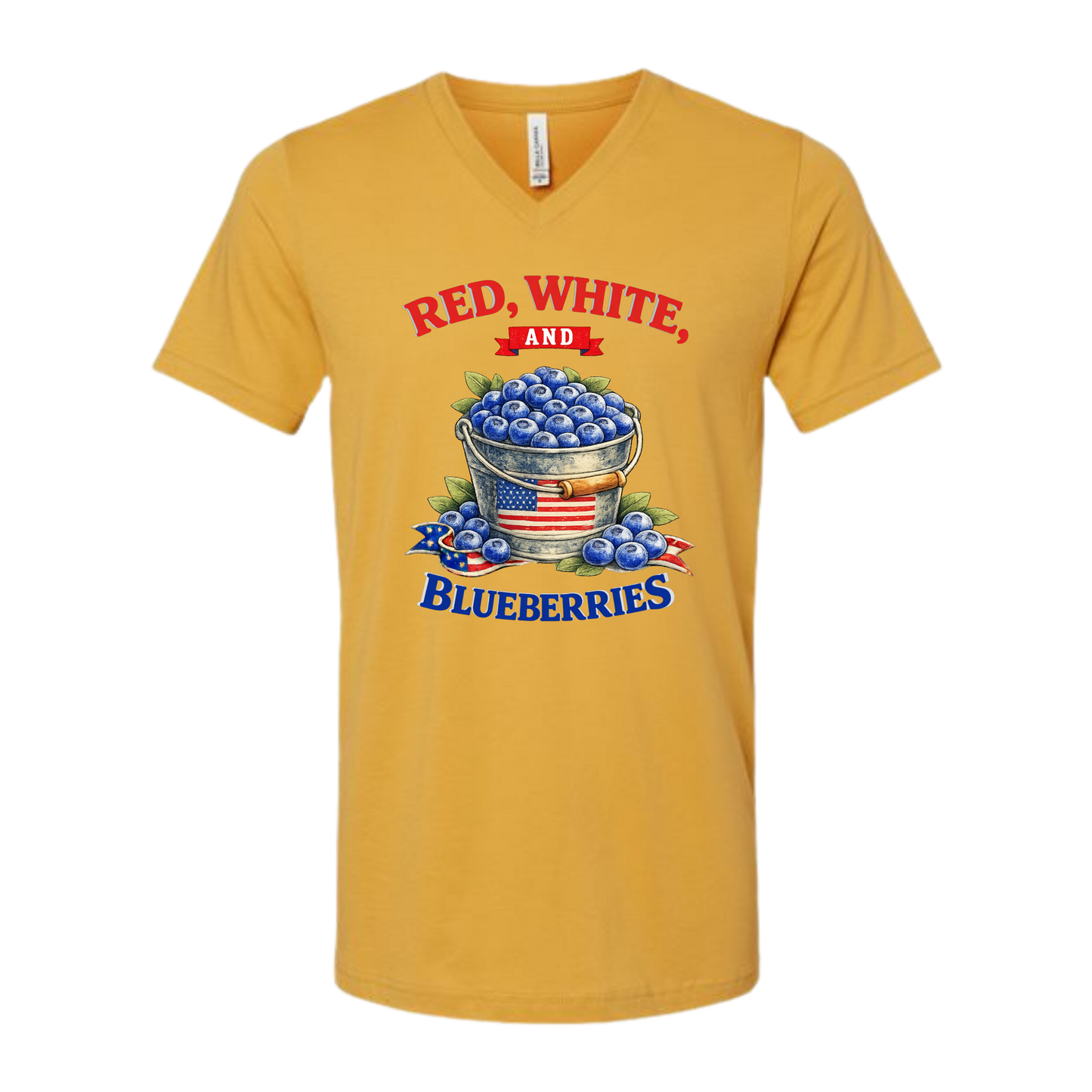 Red, White, And Blueberries - Bella+Canvas - Unisex V-Neck - Assorted Colors