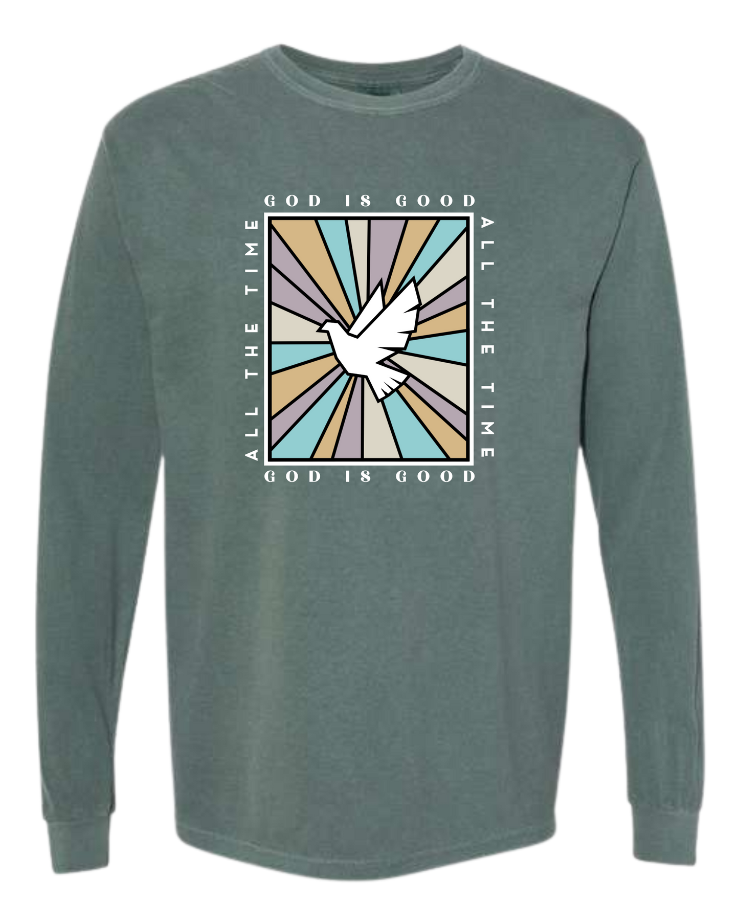 God Is Good - Comfort Colors - Heavyweight Long Sleeve Tee - Blues & Greens