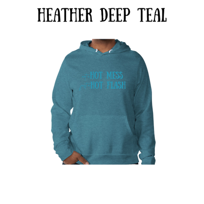 not a hot mess just a hot flash - sponge fleece hoodie - blues, purples