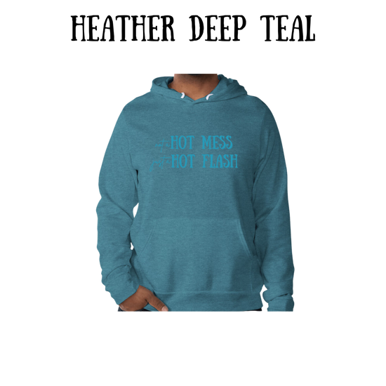 not a hot mess just a hot flash - sponge fleece hoodie - blues, purples