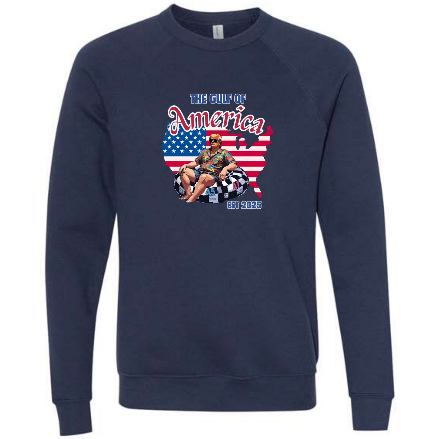 The Gulf of America - Sponge Fleece Raglan Sweatshirt - Blues, Greens, Purple, and Black