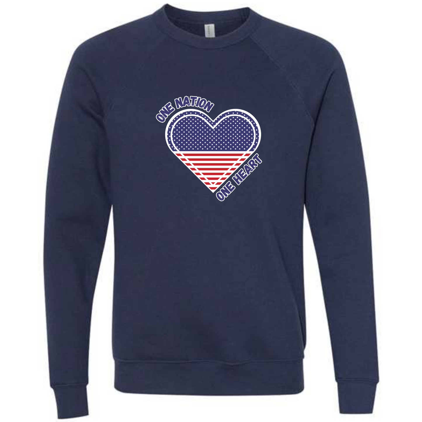 One Nation One Heart - Sponge Fleece Raglan Sweatshirt - Blues, Greens, Purple, and Black