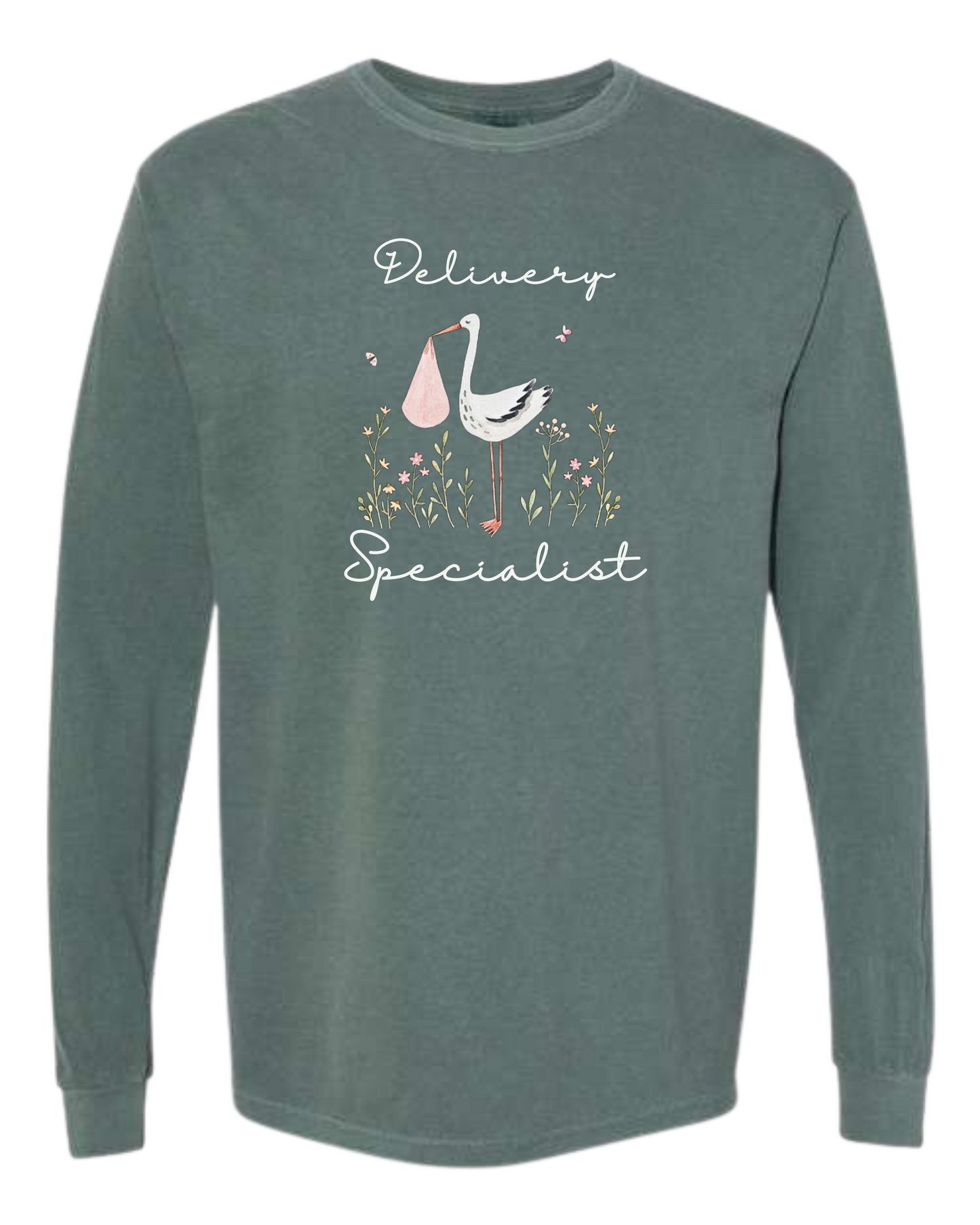 Delivery Specialist - Comfort Colors - Heavyweight Long Sleeve Tee - Blues & Greens