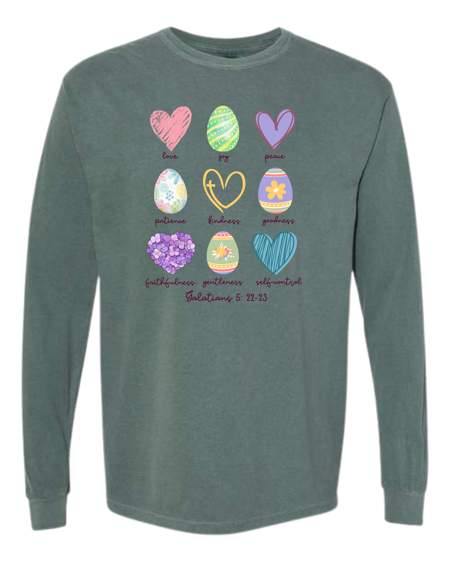 Galatians 5 - Easter - Comfort Colors - Heavyweight Long Sleeve Tee - Blues & Greens