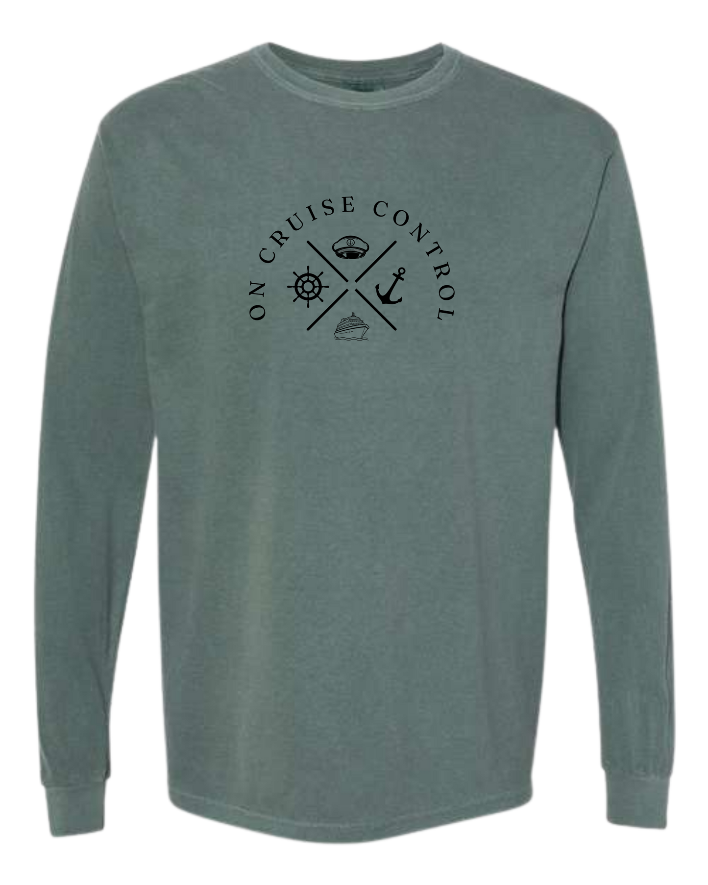 On Cruise Control - Comfort Colors - Heavyweight Long Sleeve Tee - Blues & Greens