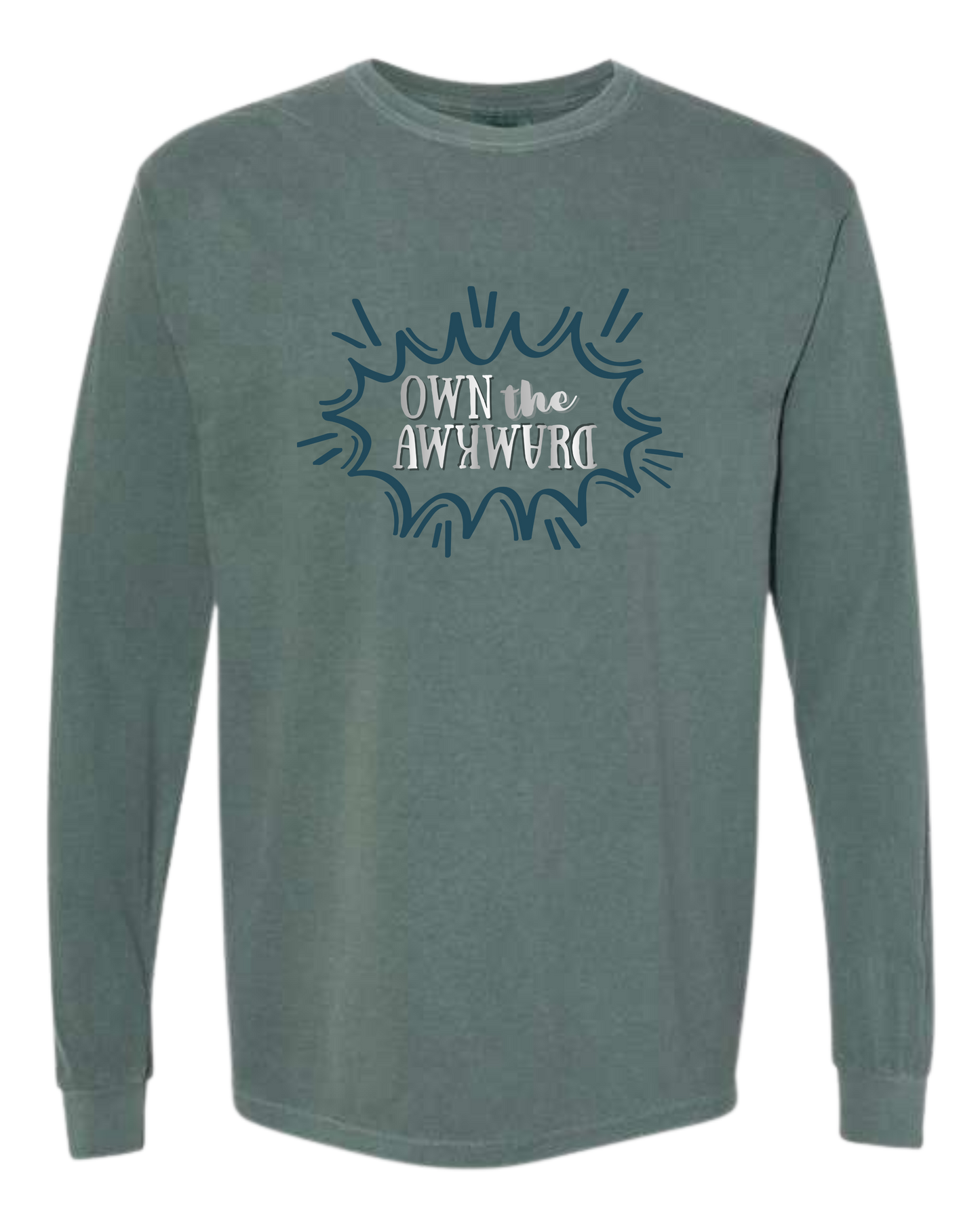Own the Awkward - Comfort Colors - Heavyweight Long Sleeve Tee - Blues & Greens