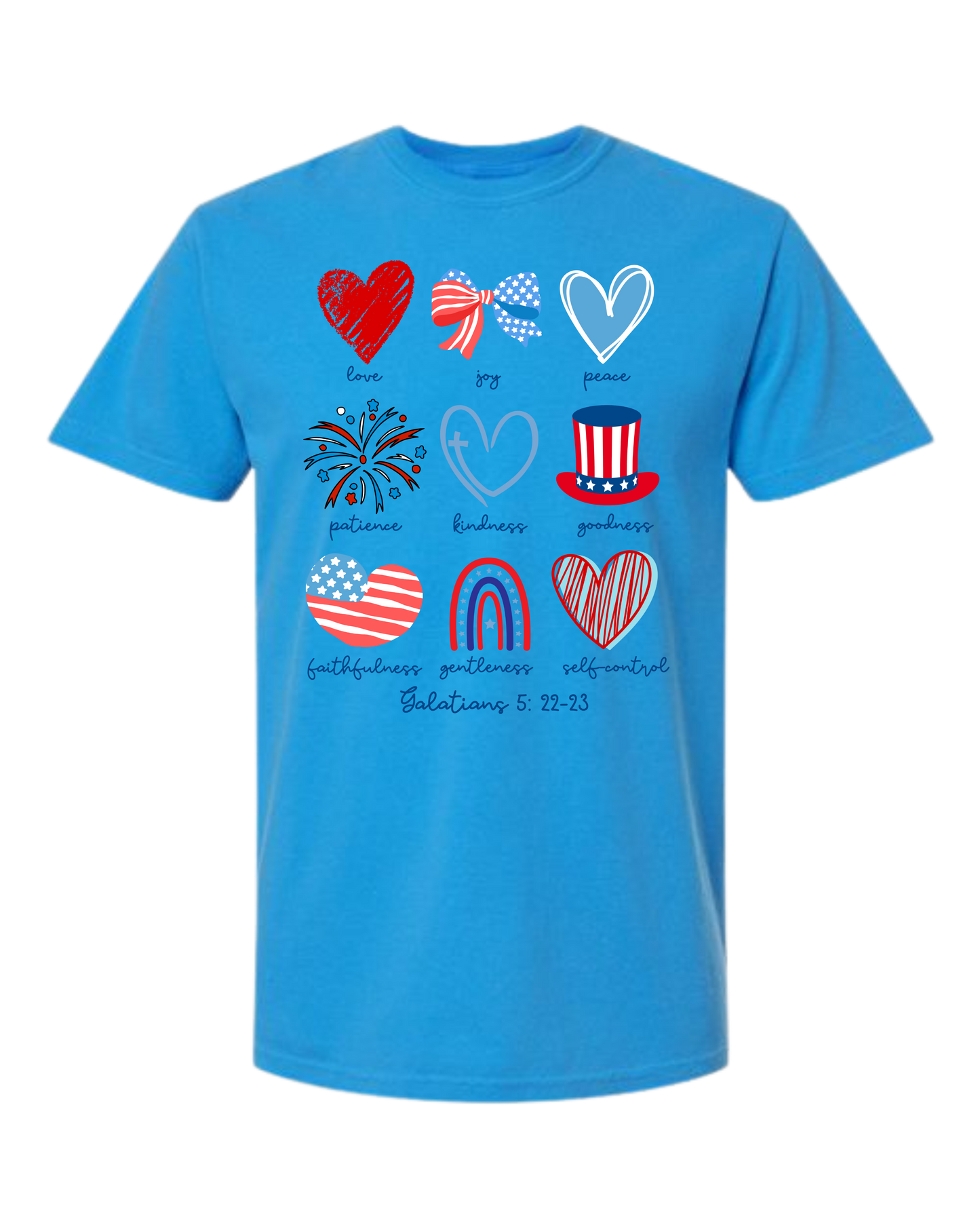 Galatians 5 - Patriotic - Comfort Colors - Heavyweight Unisex Tee - Blues