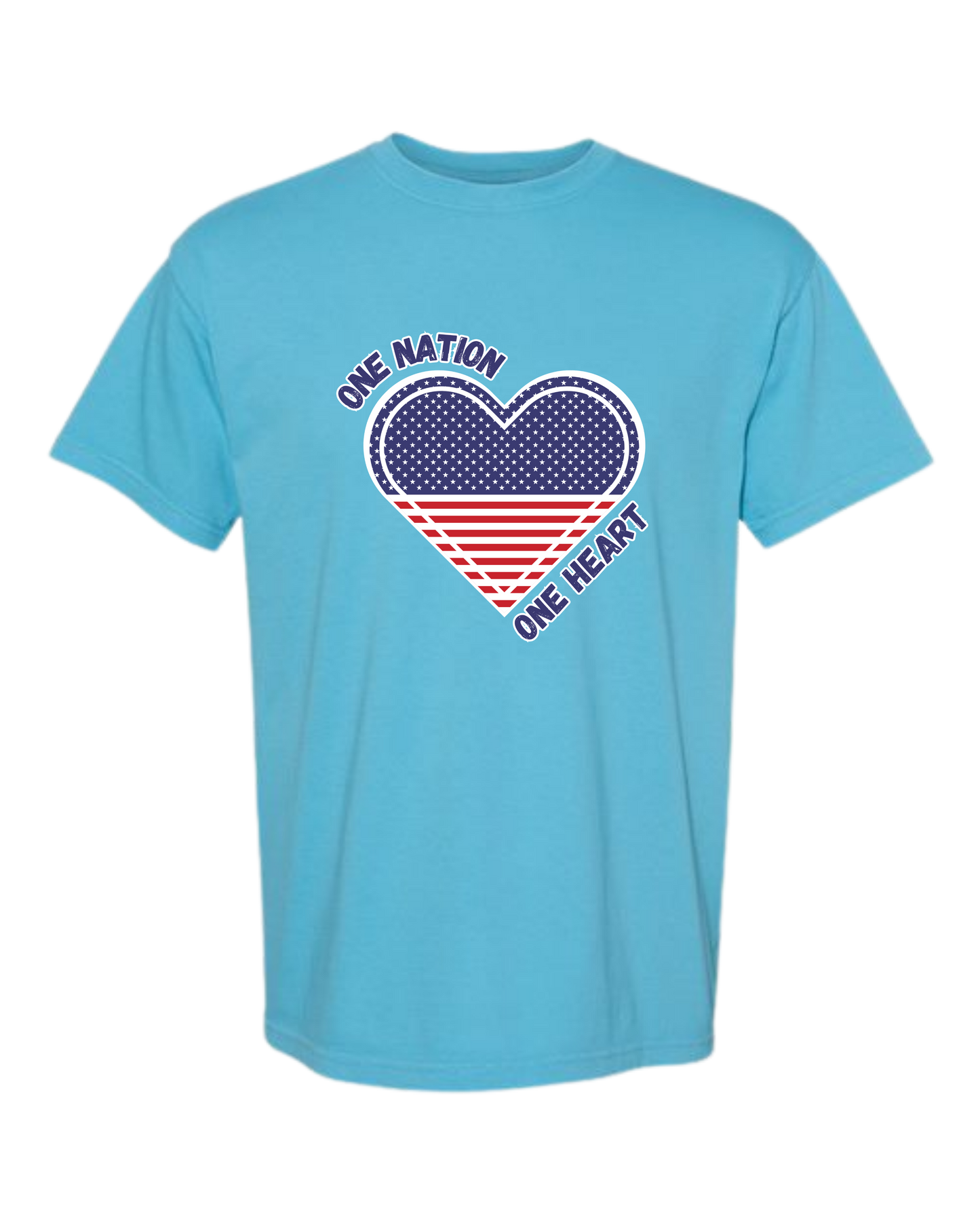 One Nation One Heart - Comfort Colors - Heavyweight Unisex Tee - Blues