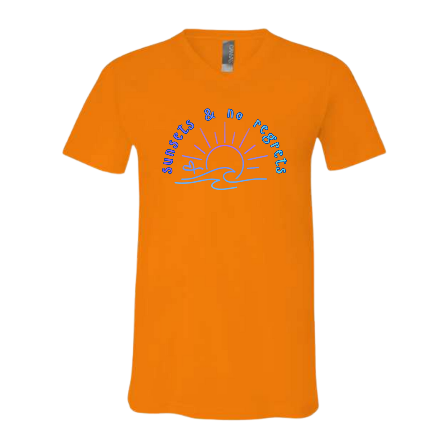 Sunsets & No Regrets - Bella+Canvas - Unisex V-Neck - Assorted Colors