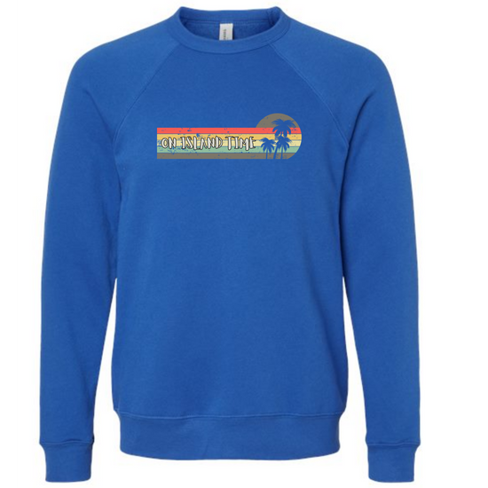 On Island Time - Sponge Fleece Raglan Sweatshirt - Blues, Greens, Purple, and Black