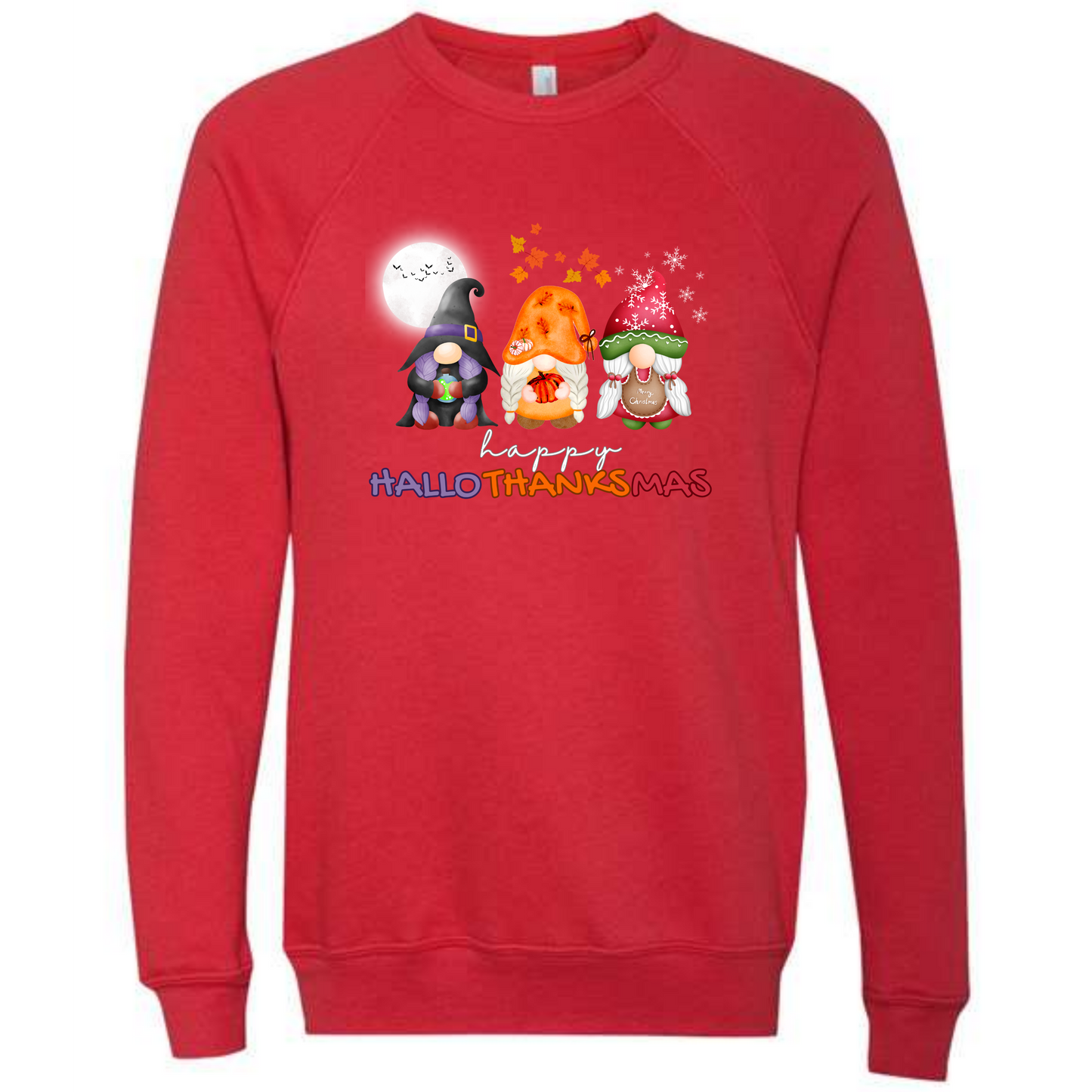 Happy Hallothanksmas Gnomes - Sponge Fleece Raglan Sweatshirt - Assorted Colors