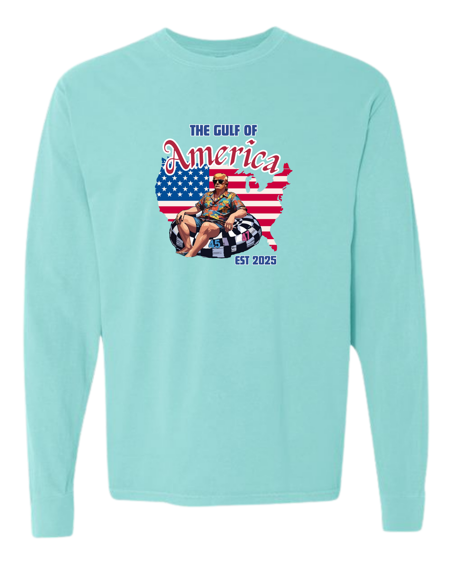 The Gulf of America - Comfort Colors - Heavyweight Long Sleeve Tee - Blues & Greens