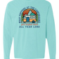 What Happens At The Campground - Comfort Colors - Heavyweight Long Sleeve Tee - Blues & Greens