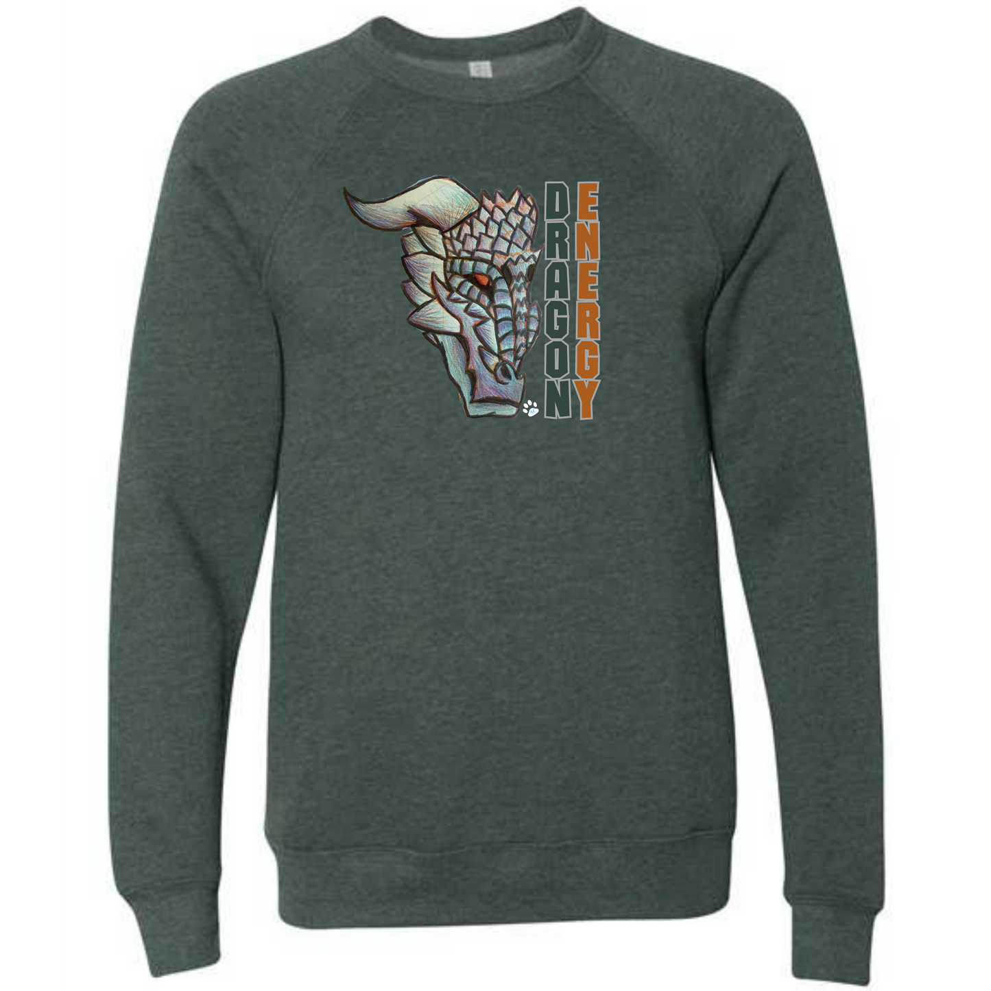 Dragon Energy - Sponge Fleece Raglan Sweatshirt - Blues, Greens, Purple, and Black