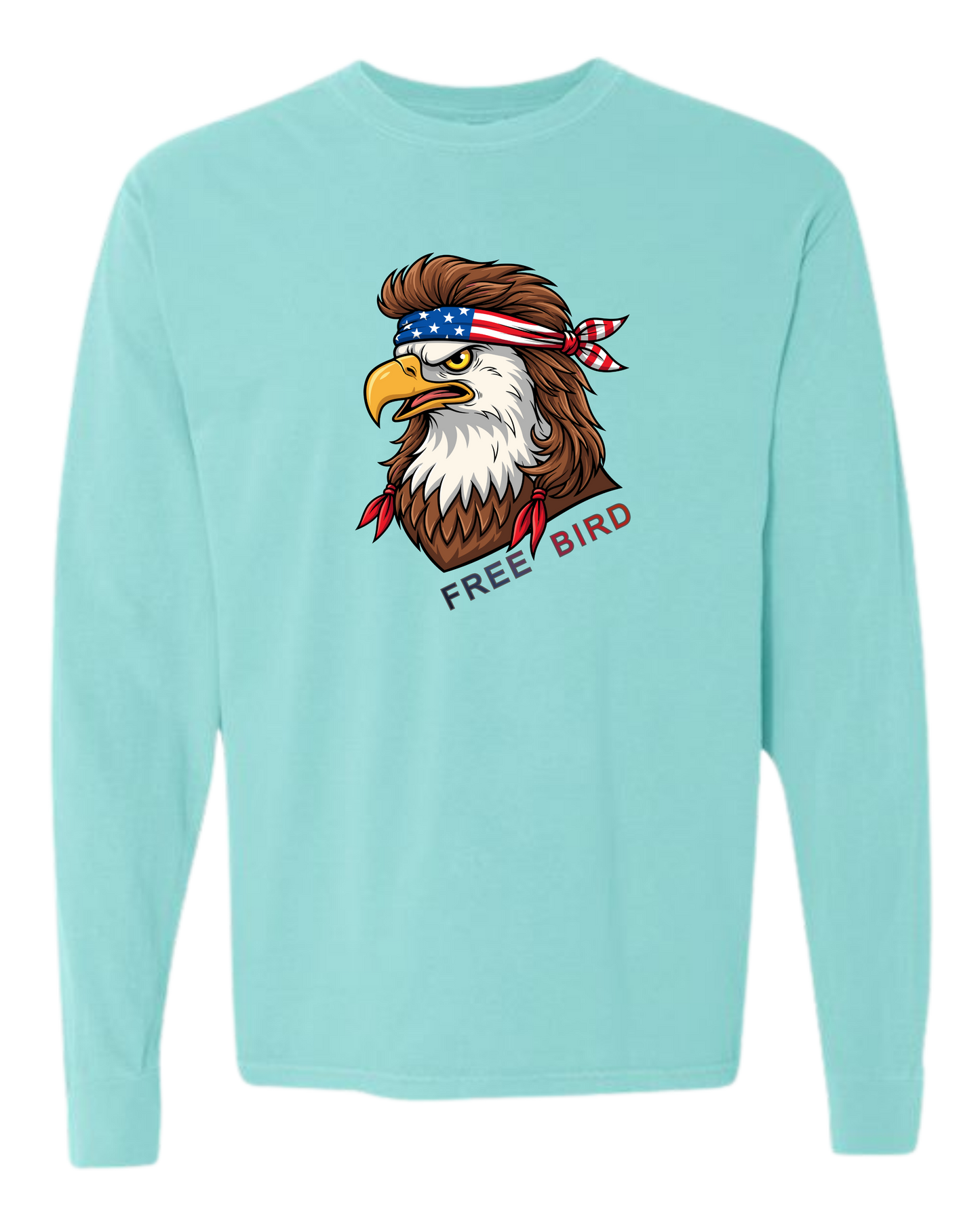 Rockin Free Bird - Comfort Colors - Heavyweight Long Sleeve Tee - Blues & Greens