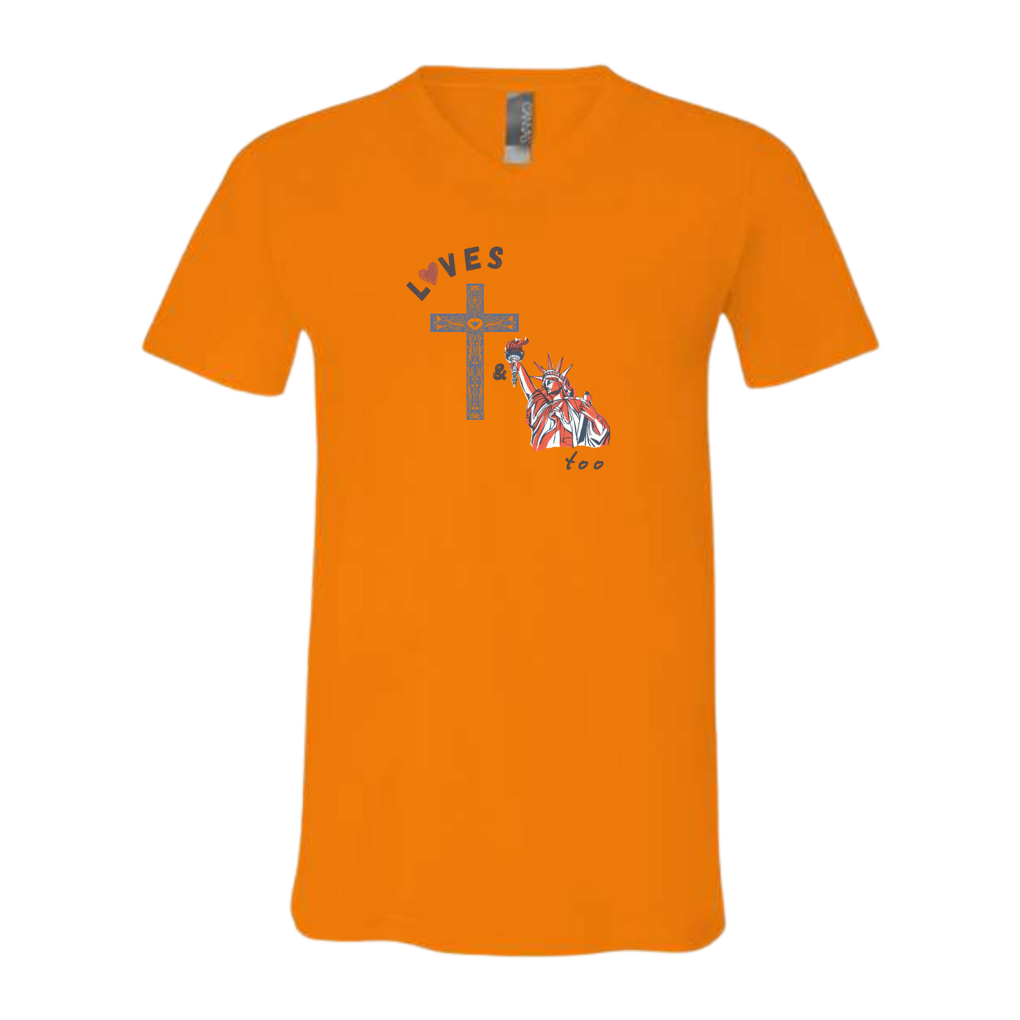 Loves Jesus & America too - Bella+Canvas - Unisex V-Neck - Assorted Colors