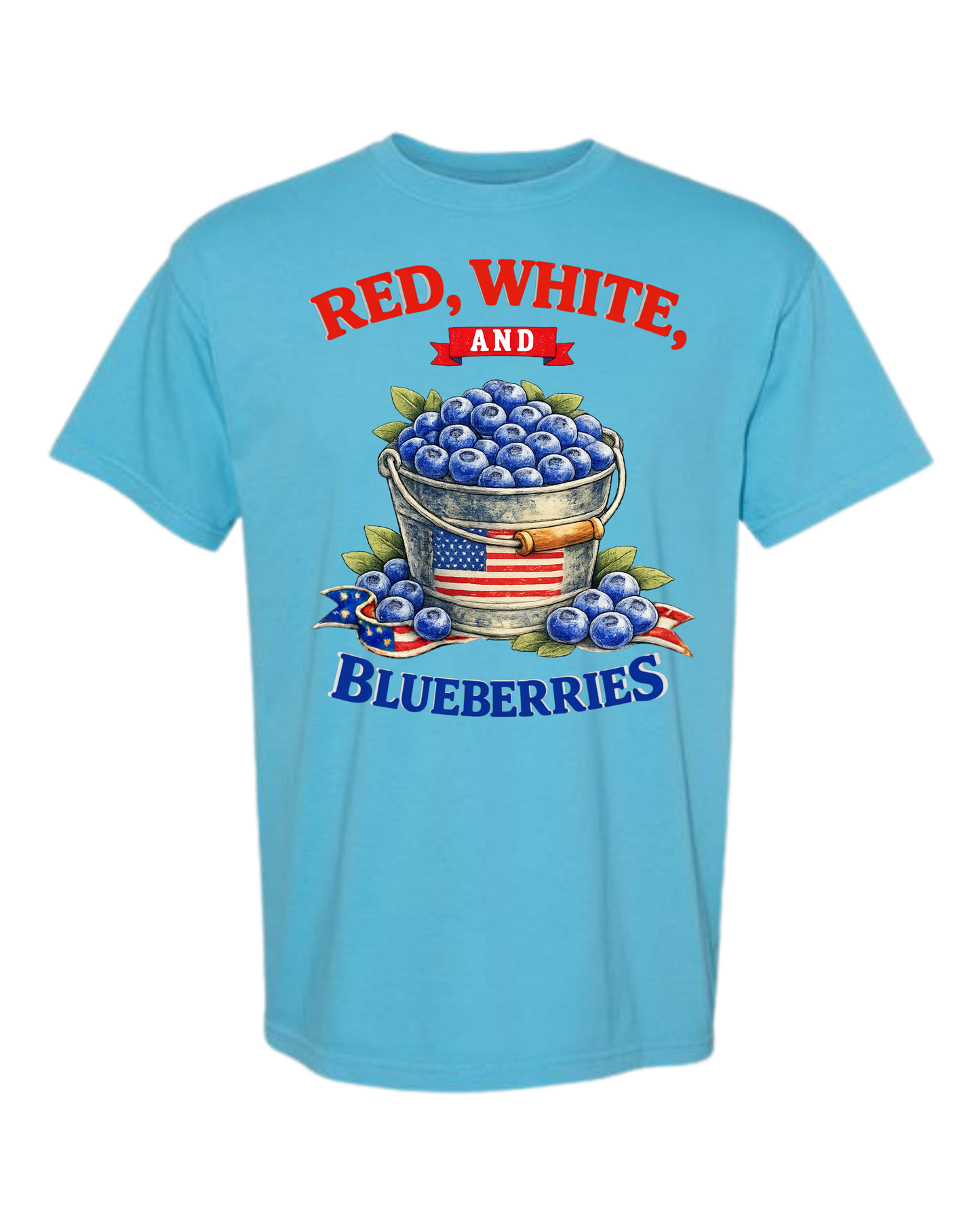 Red, White, And Blueberries - Comfort Colors - Heavyweight Unisex Tee - Blues