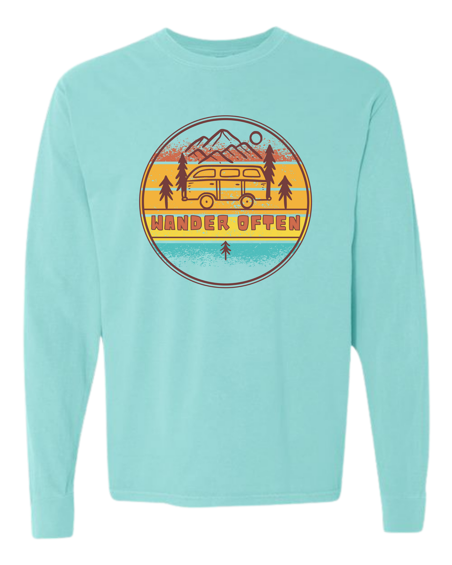 Wander Often - Comfort Colors - Heavyweight Long Sleeve Tee - Blues & Greens