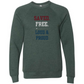 Saved. Free. Loud & Proud - Sponge Fleece Raglan Sweatshirt - Blues, Greens, Purple, and Black