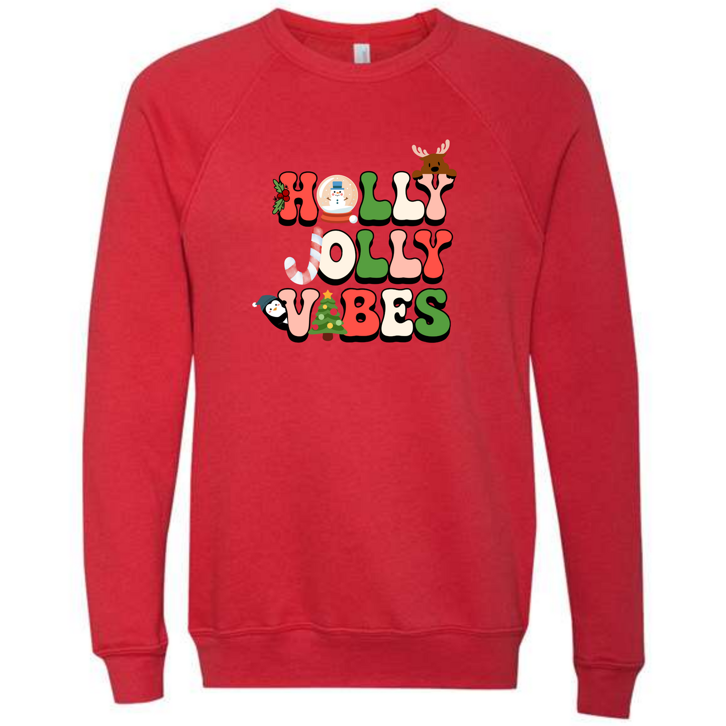 Holly Jolly Vibes - Sponge Fleece Raglan Sweatshirt - Assorted Colors