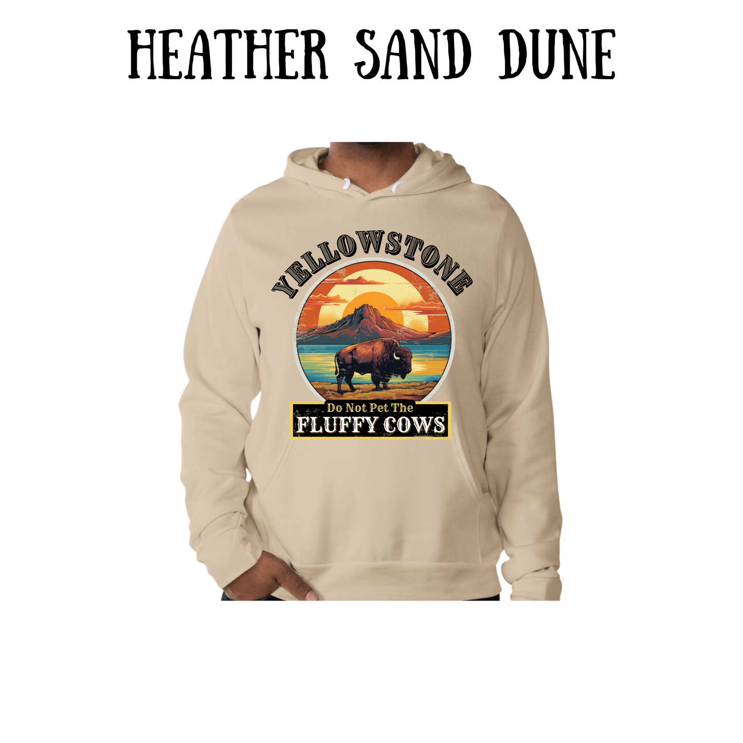 CP - Yellowstone: Fluffy Cows - Sponge Fleece Hoodie - Greens, Neutrals