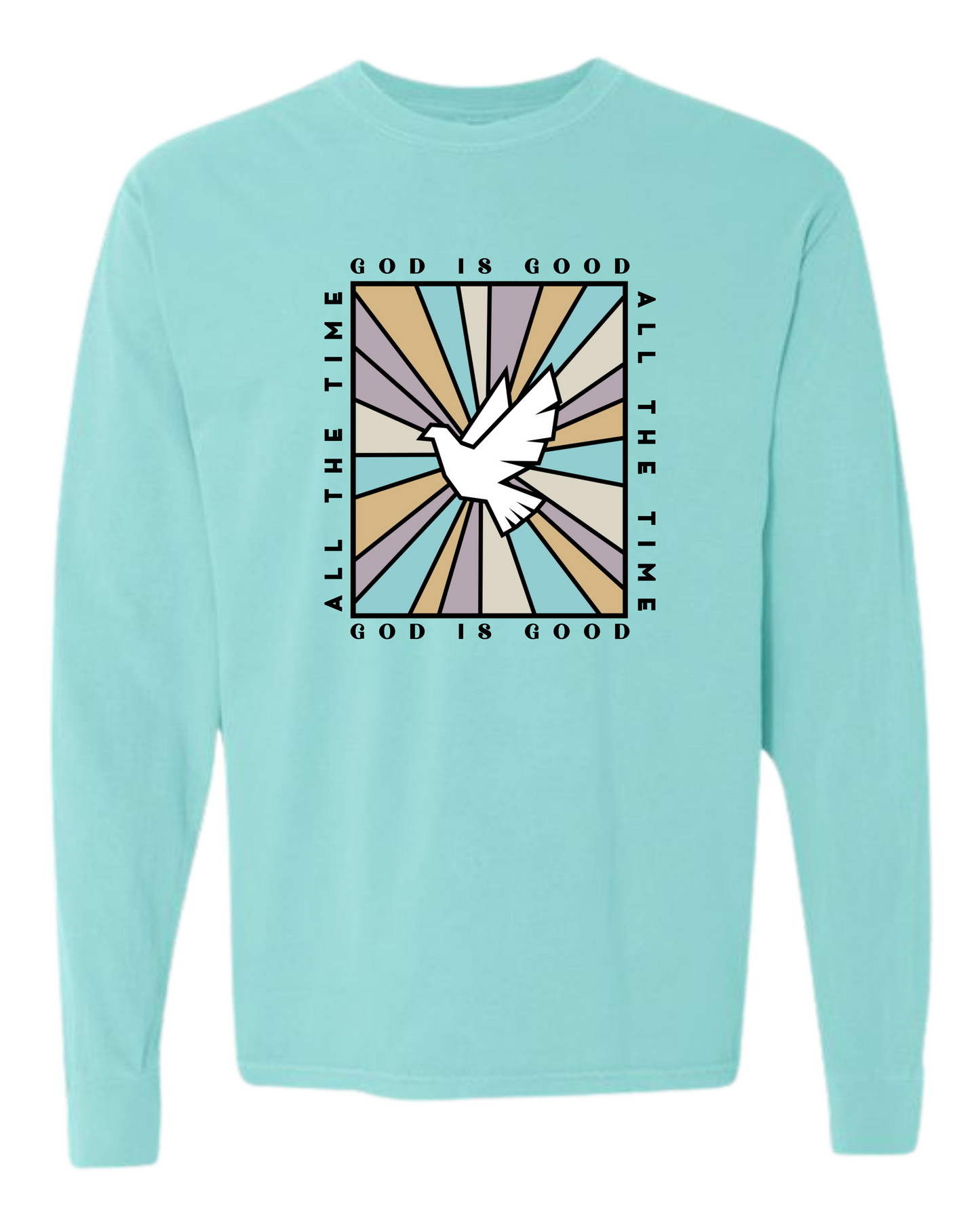 God Is Good - Comfort Colors - Heavyweight Long Sleeve Tee - Blues & Greens
