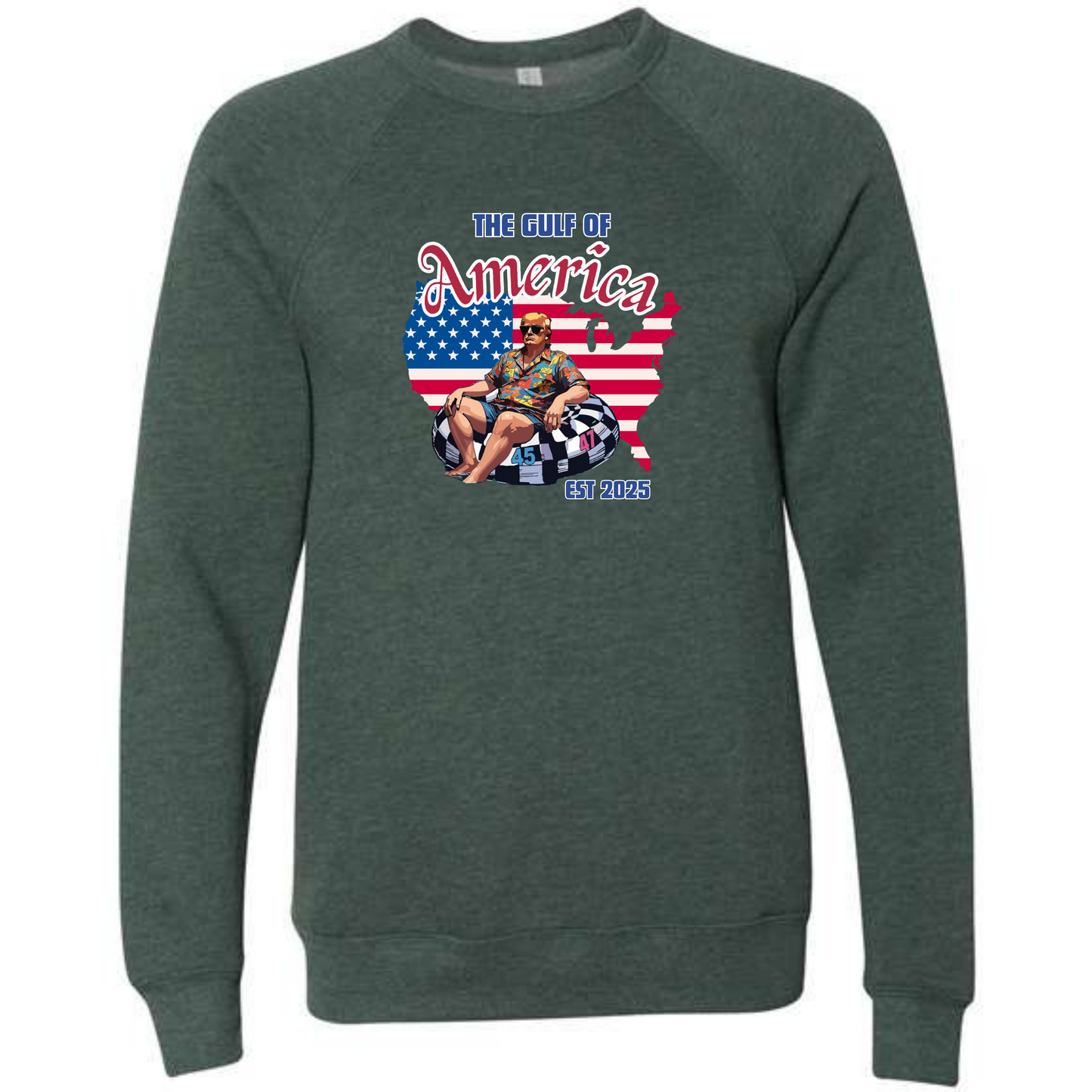 The Gulf of America - Sponge Fleece Raglan Sweatshirt - Blues, Greens, Purple, and Black