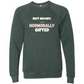 Not Moody. (just) Hormonally Gifted - Sponge Fleece Raglan Sweatshirt - Blues, Greens, Purple, and Black
