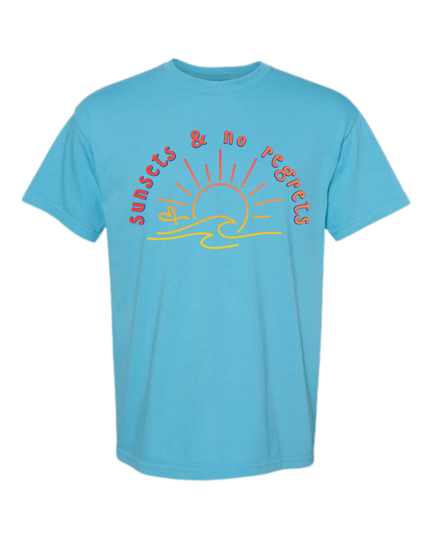 Sunsets & No Regrets - Comfort Colors - Heavyweight Unisex Tee - Blues