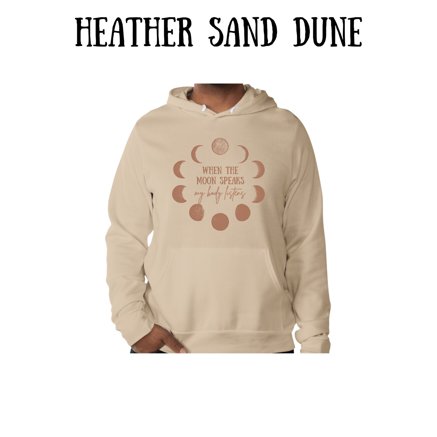 when the moon speaks - sponge fleece hoodie - greens, neutrals