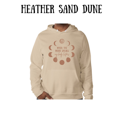 when the moon speaks - sponge fleece hoodie - greens, neutrals