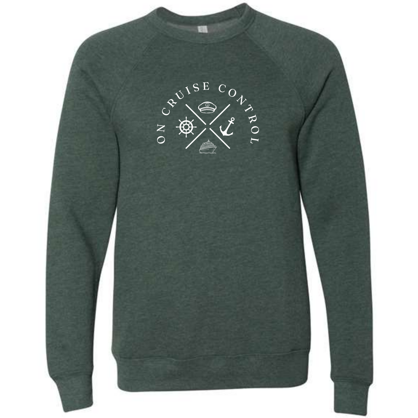 On Cruise Control - Sponge Fleece Raglan Sweatshirt - Blues, Greens, Purple, and Black
