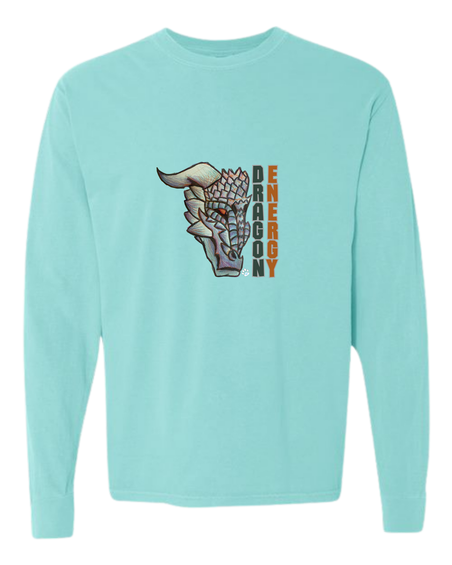 Dragon Energy - Comfort Colors - Heavyweight Long Sleeve Tee - Blues & Greens