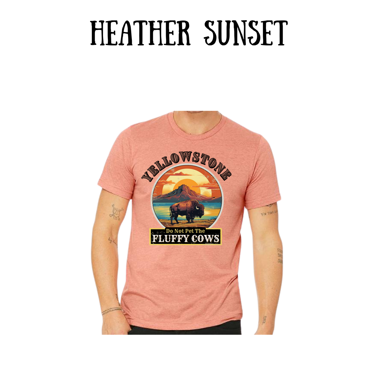 CP - Yellowstone: Fluffy Cows - Unisex Tee - Yellows, Oranges, Reds