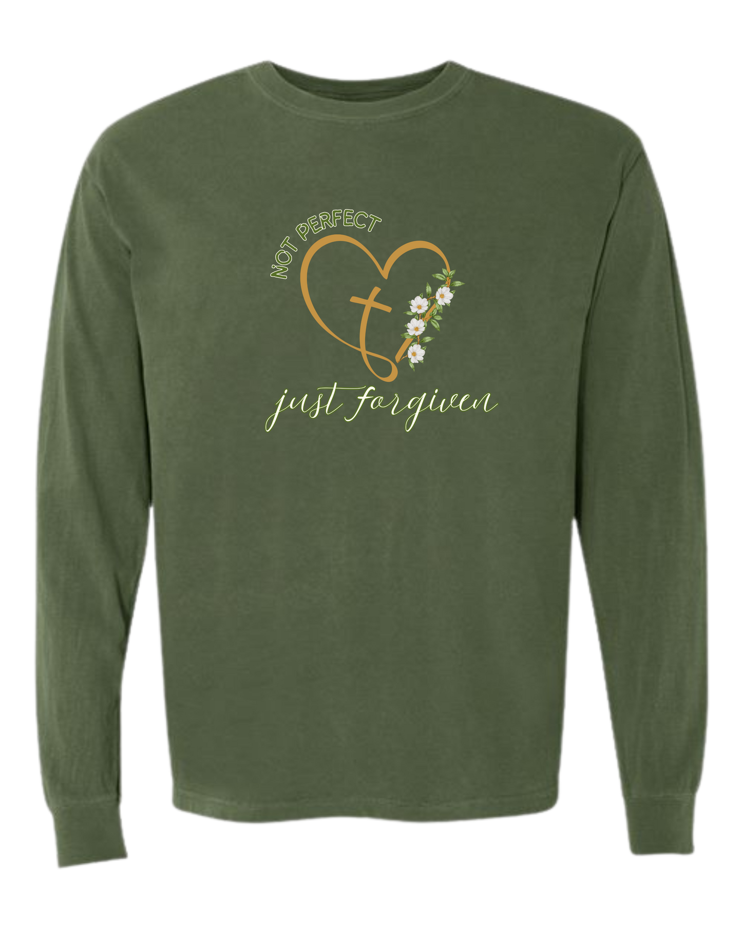 Not Perfect Just Forgiven - Comfort Colors - Heavyweight Long Sleeve Tee - Blues & Greens