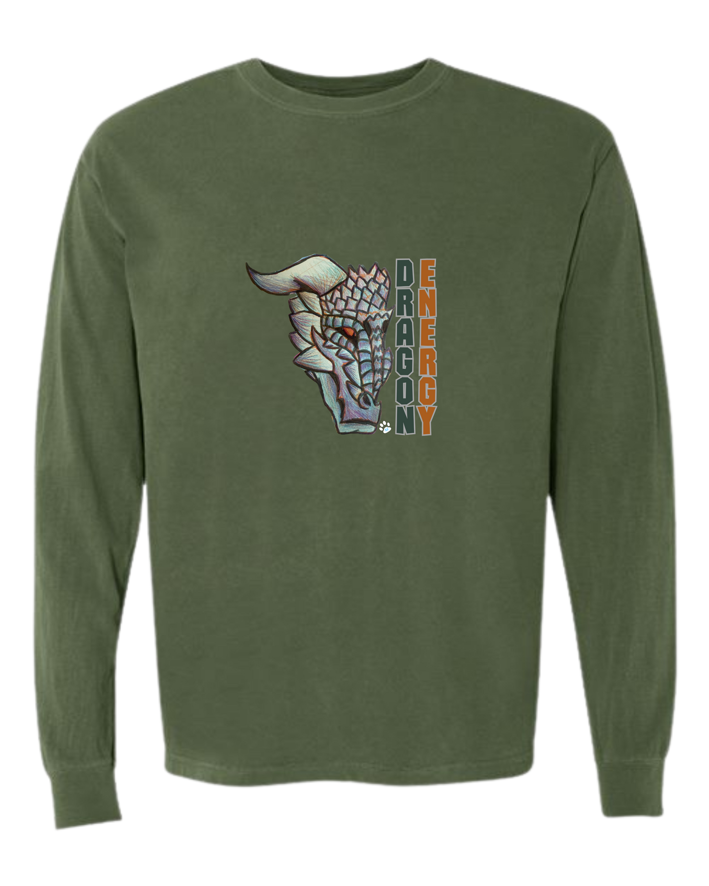 Dragon Energy - Comfort Colors - Heavyweight Long Sleeve Tee - Blues & Greens