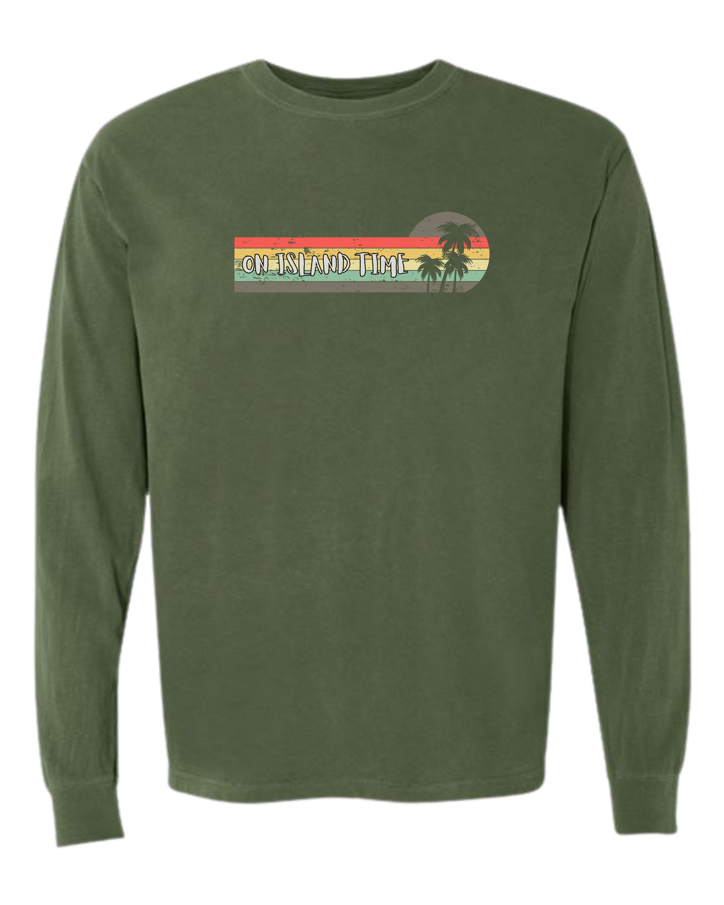 On Island Time - Comfort Colors - Heavyweight Long Sleeve Tee - Blues & Greens