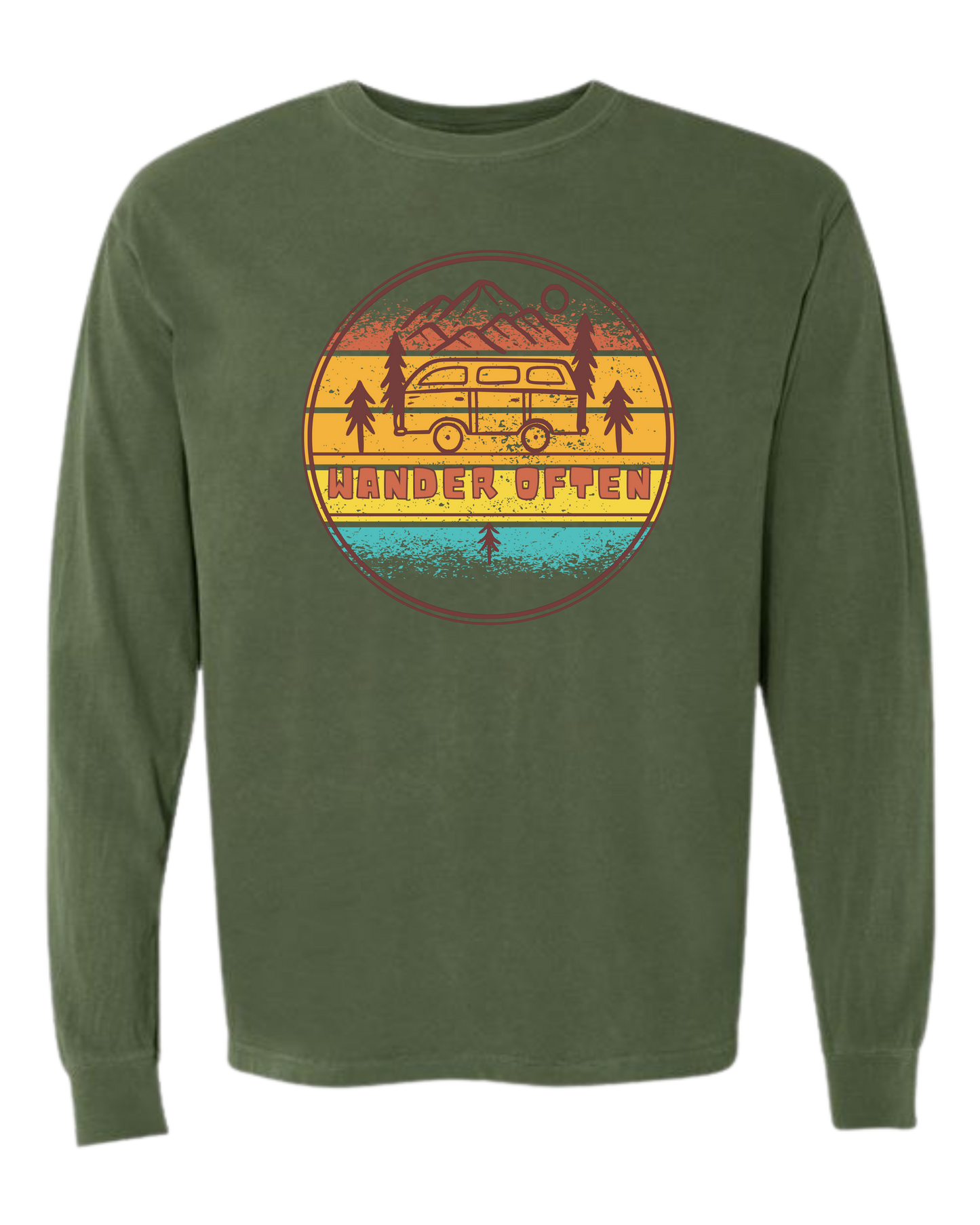 Wander Often - Comfort Colors - Heavyweight Long Sleeve Tee - Blues & Greens