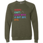 Sorry. Can't. Date With A Bat Boy. Bye. - Sponge Fleece Raglan Sweatshirt - Blues, Greens, Purple, and Black