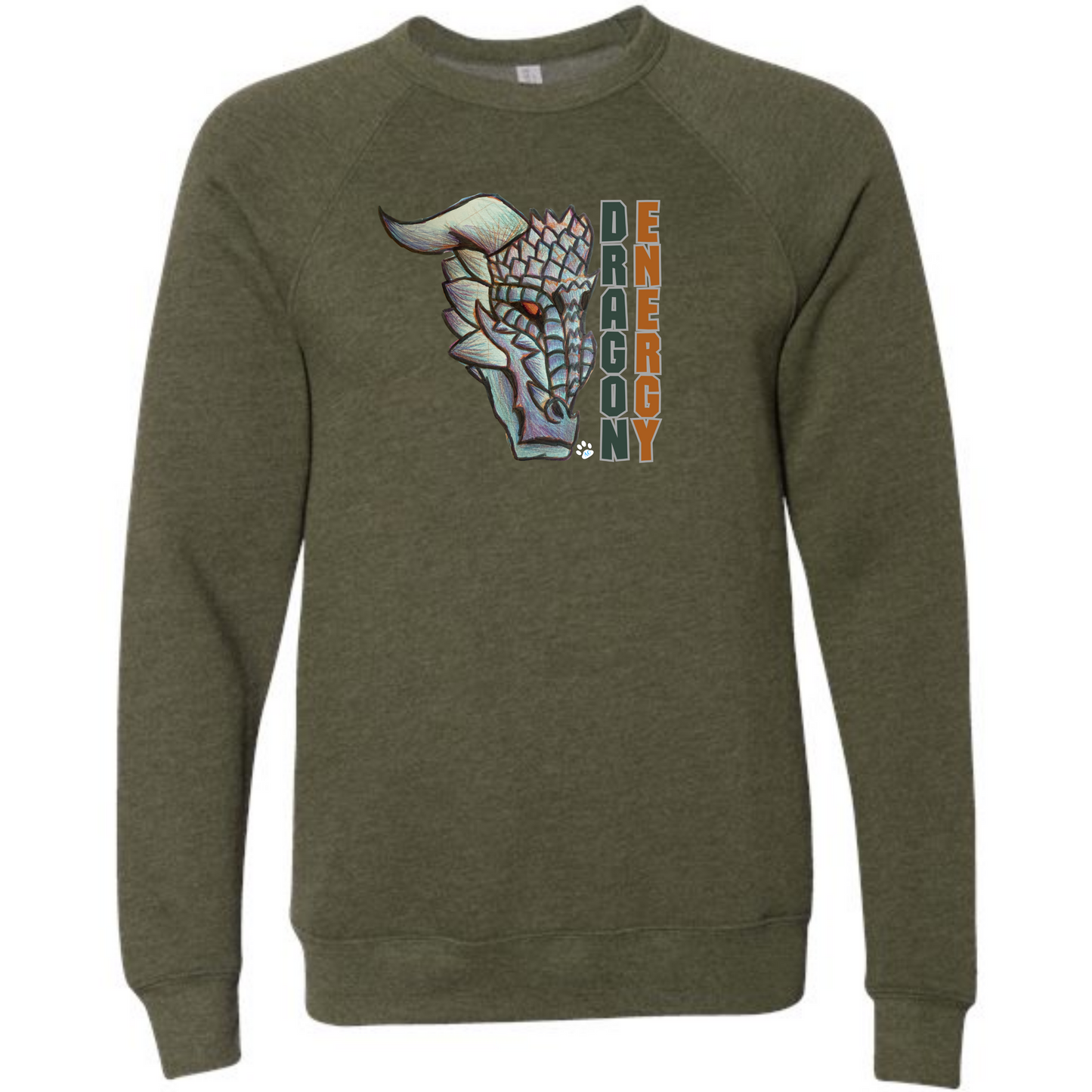 Dragon Energy - Sponge Fleece Raglan Sweatshirt - Blues, Greens, Purple, and Black