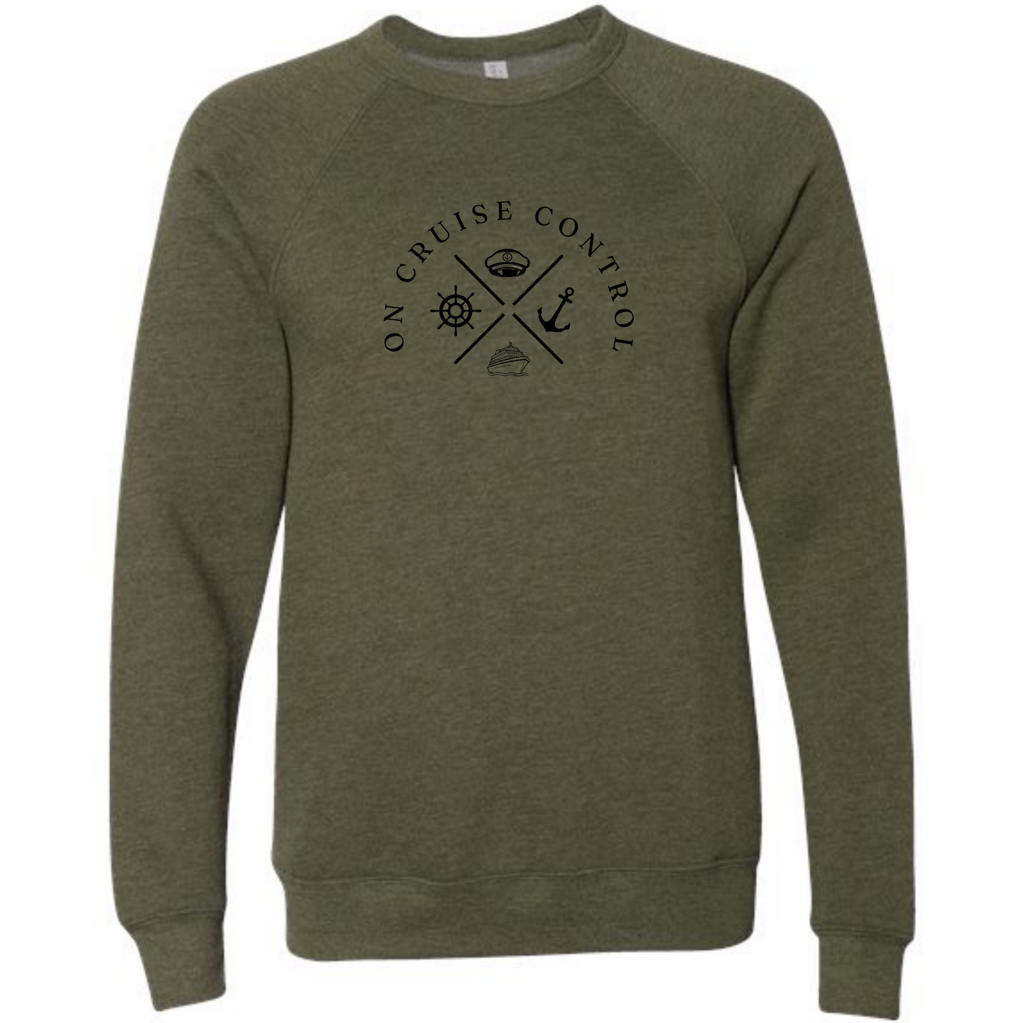 On Cruise Control - Sponge Fleece Raglan Sweatshirt - Blues, Greens, Purple, and Black