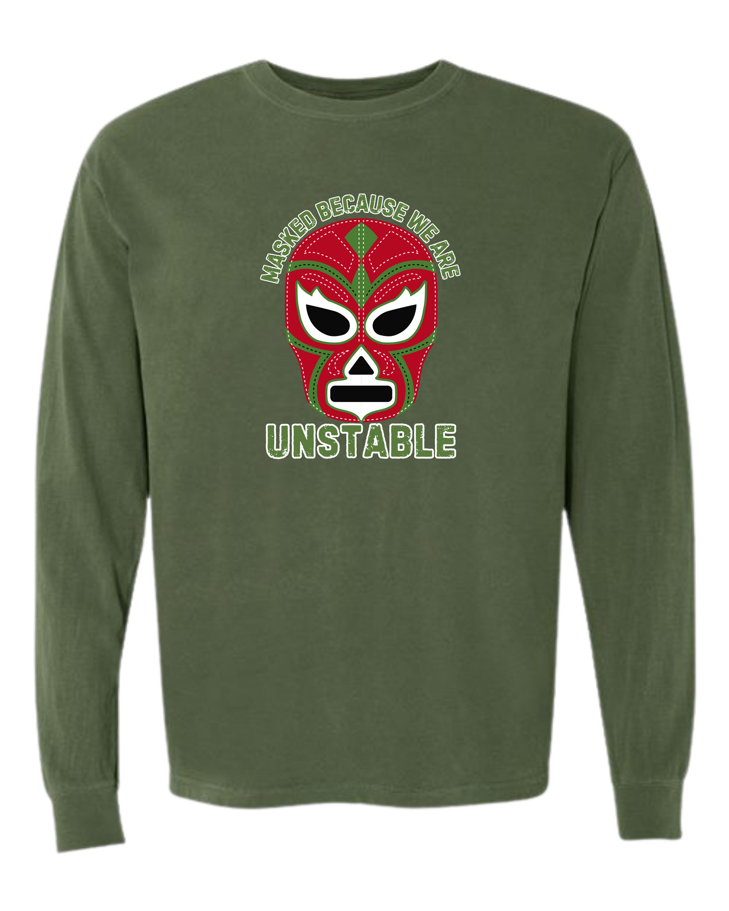 Masked Because We Are Unstable - Comfort Colors - Heavyweight Long Sleeve Tee - Blues & Greens