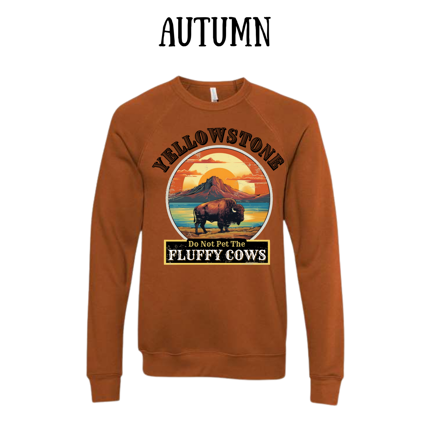 CP - Yellowstone: Fluffy Cows - Sponge Fleece Raglan Sweatshirt - Assorted Colors