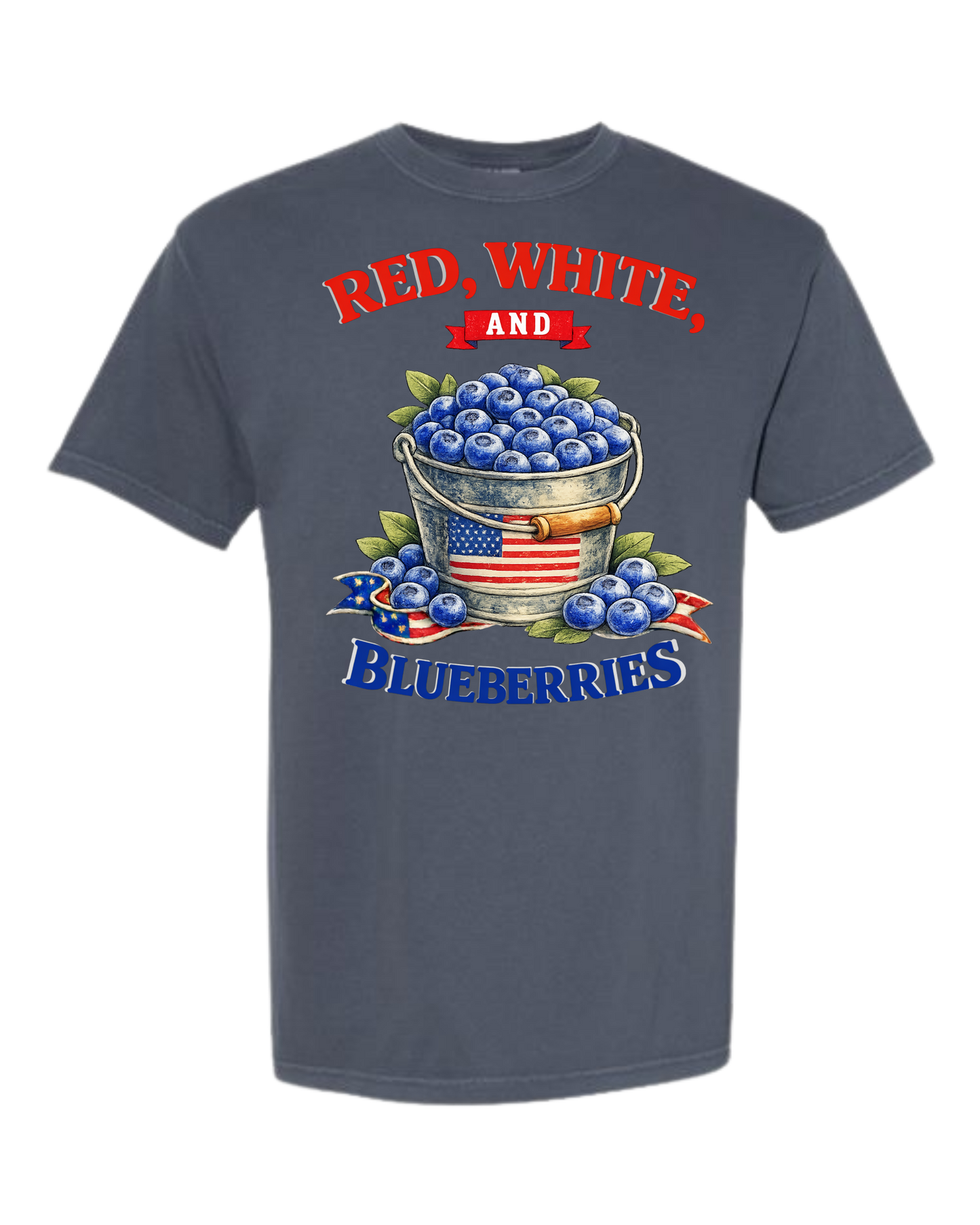 Red, White, And Blueberries - Comfort Colors - Heavyweight Unisex Tee - Blues