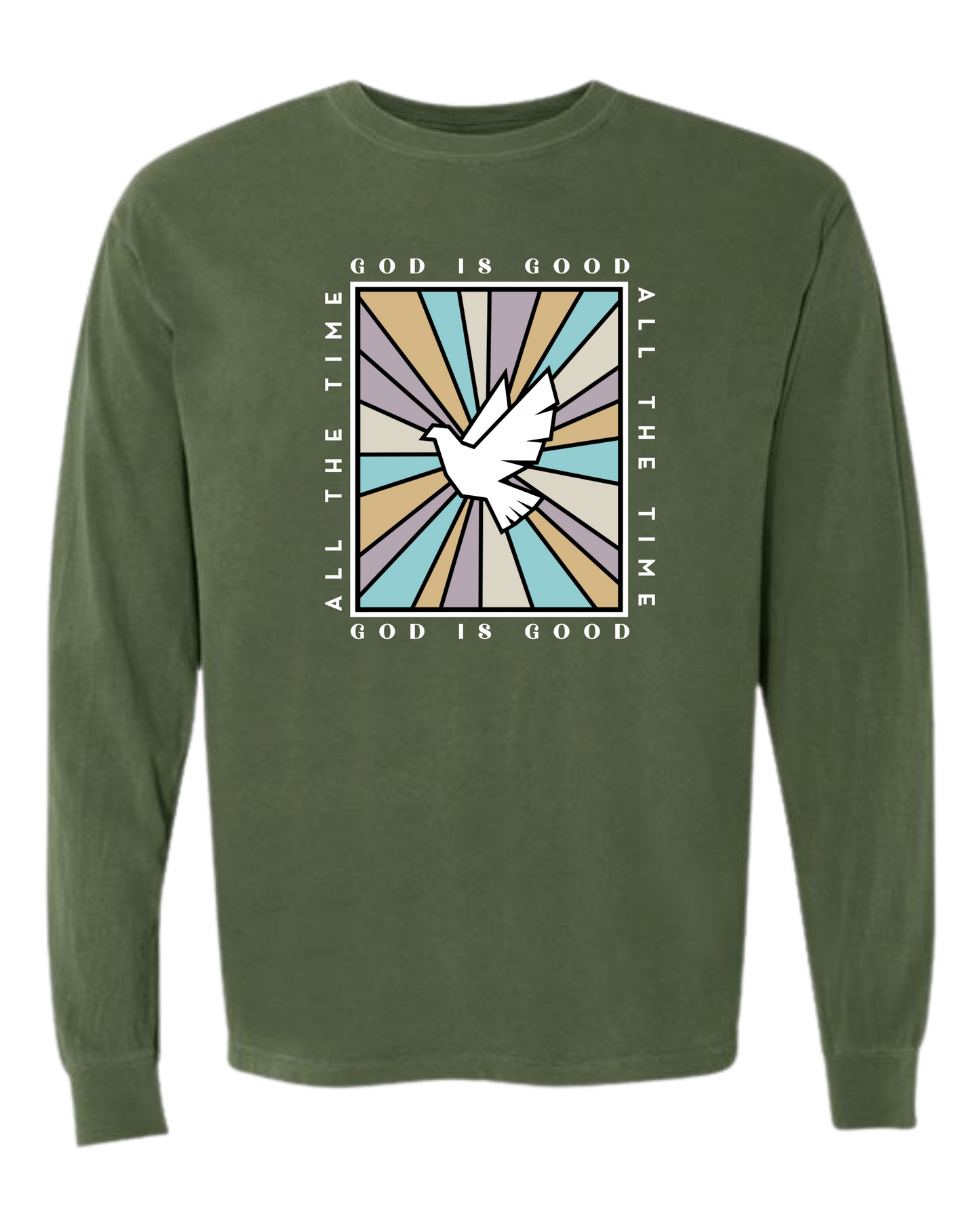 God Is Good - Comfort Colors - Heavyweight Long Sleeve Tee - Blues & Greens